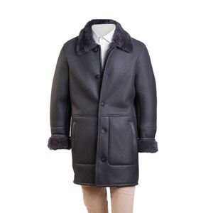 Hettabretz Leather Curly Shearling Overcoat